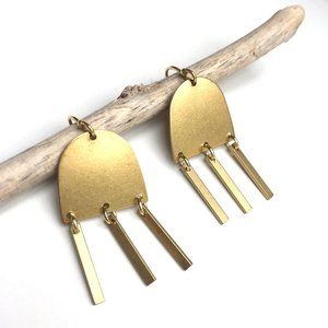 Brass Half Circle 3 bar dangle Earrings